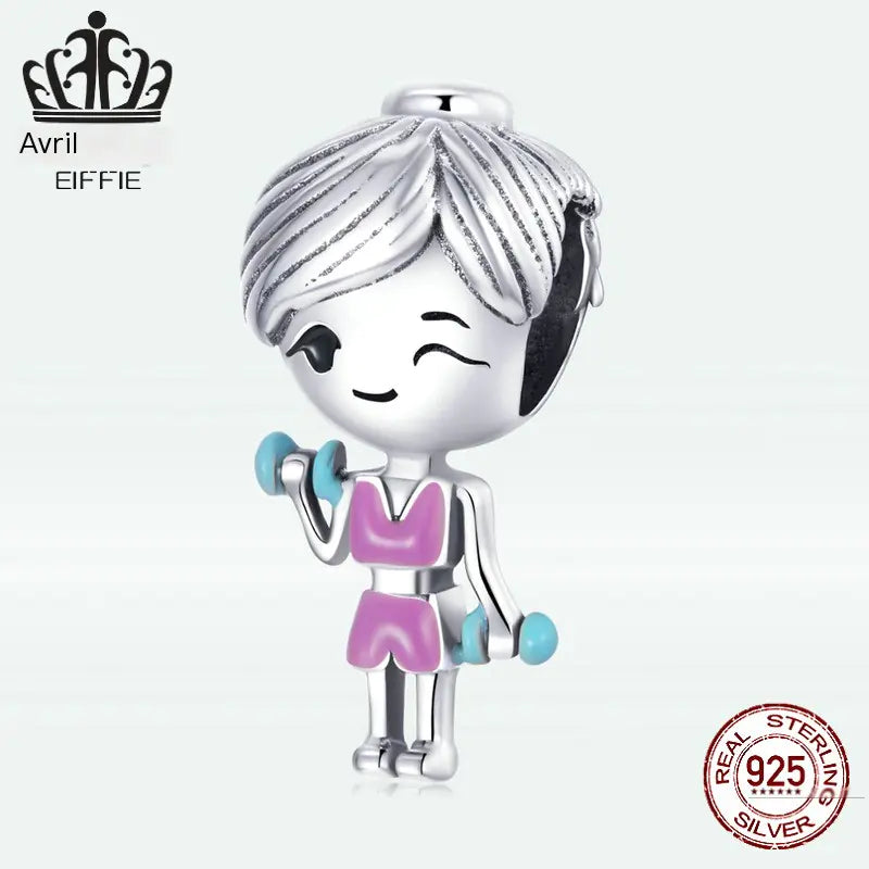 Pulseira Pandora em Prata S925 com Berloque Menina Fitness