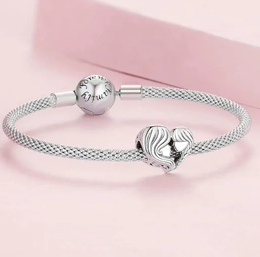 Pulseira de Prata 925 Estilo Pandora para Mãe e Filha (Conjunto)
