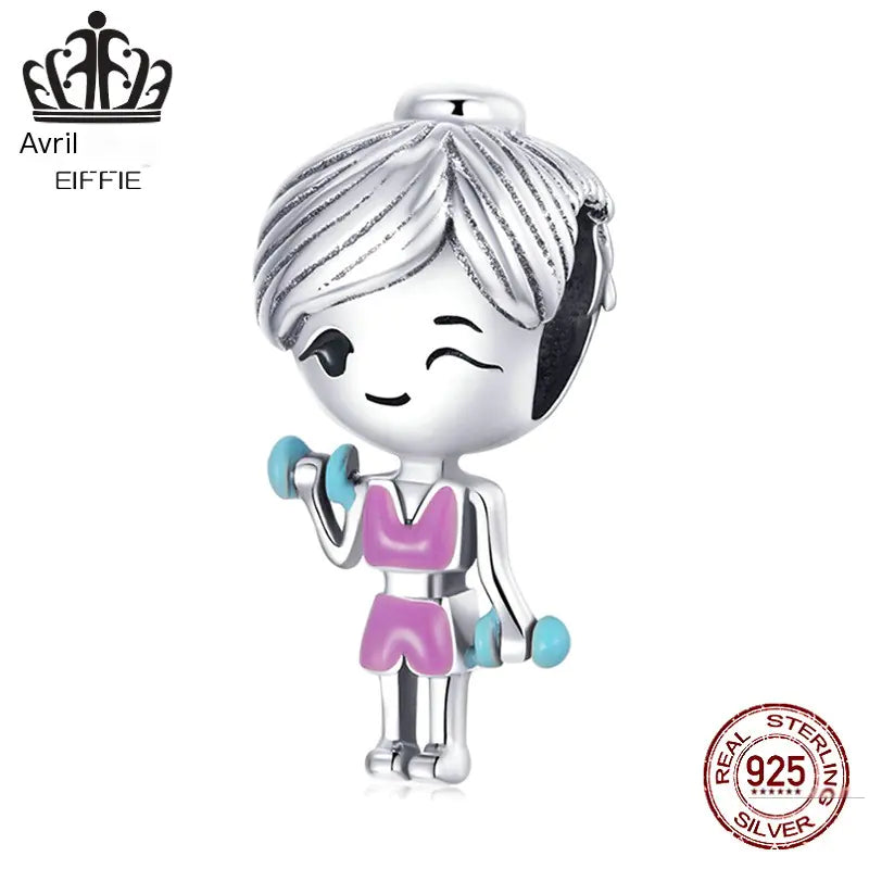 Pulseira Pandora em Prata S925 com Berloque Menina Fitness
