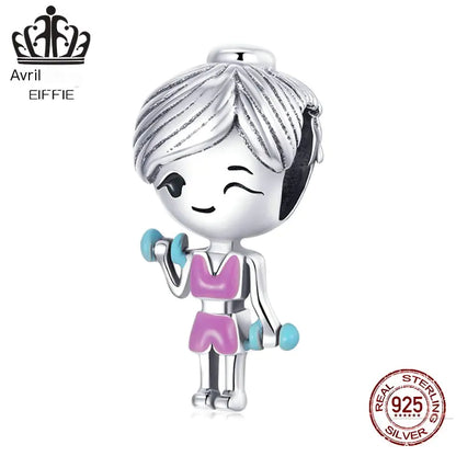 Pulseira Pandora em Prata S925 com Berloque Menina Fitness