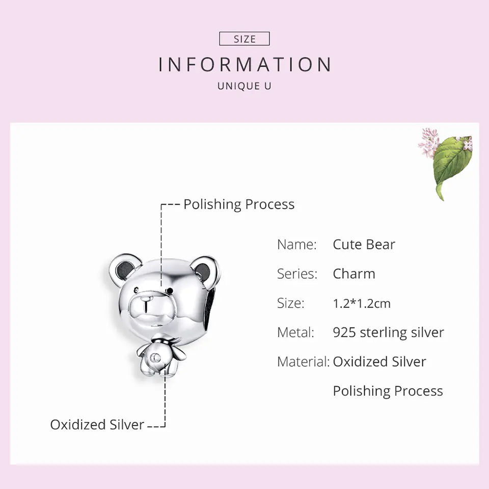 Pulseira Pandora de Prata Esterlina S925  de Urso