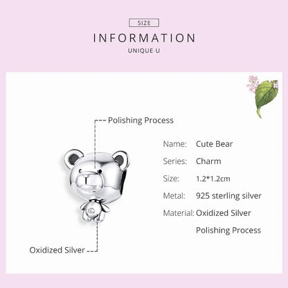 Pulseira Pandora de Prata Esterlina S925  de Urso