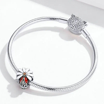 Pulseira Pandora com Berloque Joaninha de Prata S925