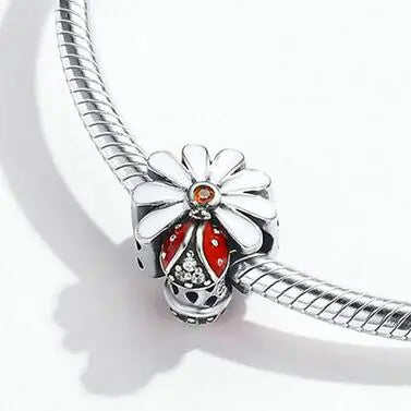 Pulseira Pandora com Berloque Joaninha de Prata S925