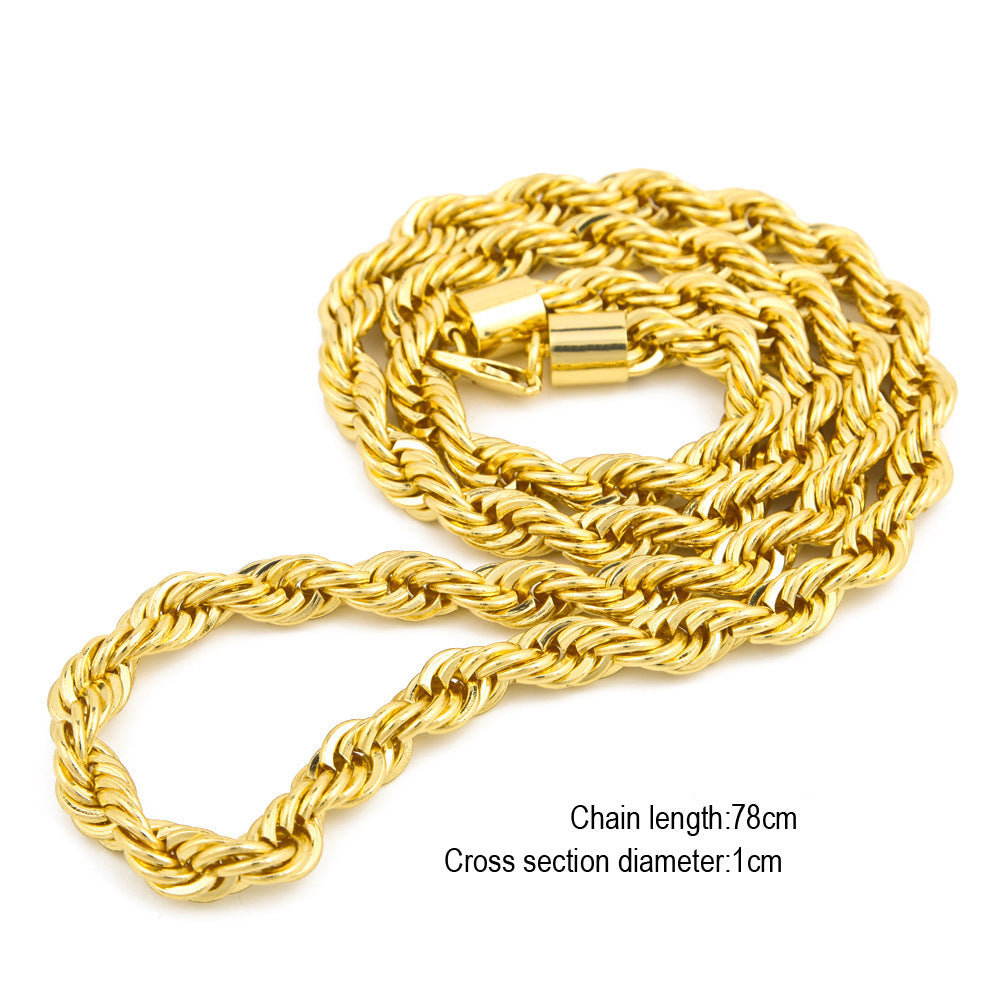 Colar Masculino Hip Hop Diora Valenne – Corrente Torcida Grossa Banhada a Ouro 1cm
