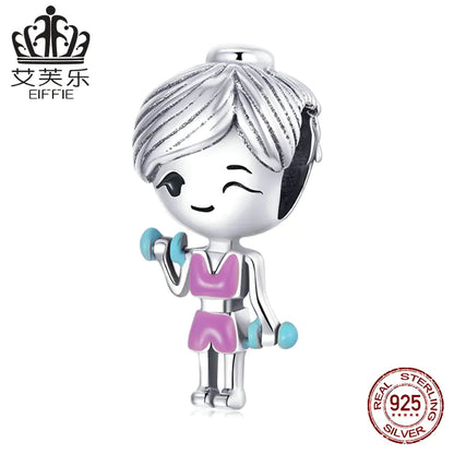 Pulseira Pandora em Prata S925 com Berloque Menina Fitness